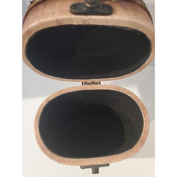 Leather Map Designed Storage Container 6 Inches Tall - Picture 8 of 8